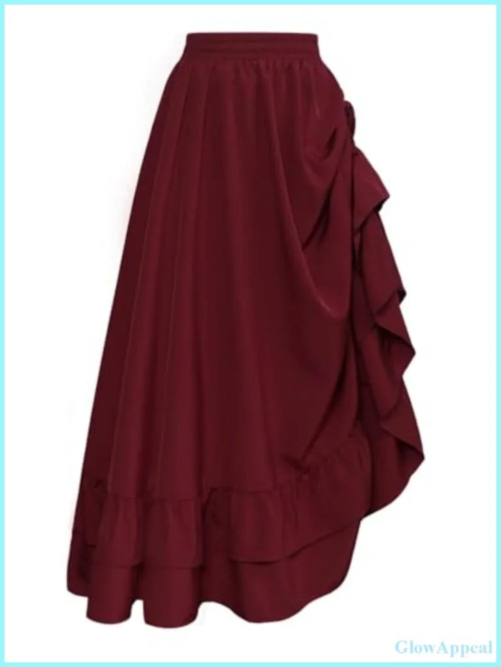 Renaissance Maxi Skirt with Drawstrings, A-Line, Ruffled Hem, High Rise for